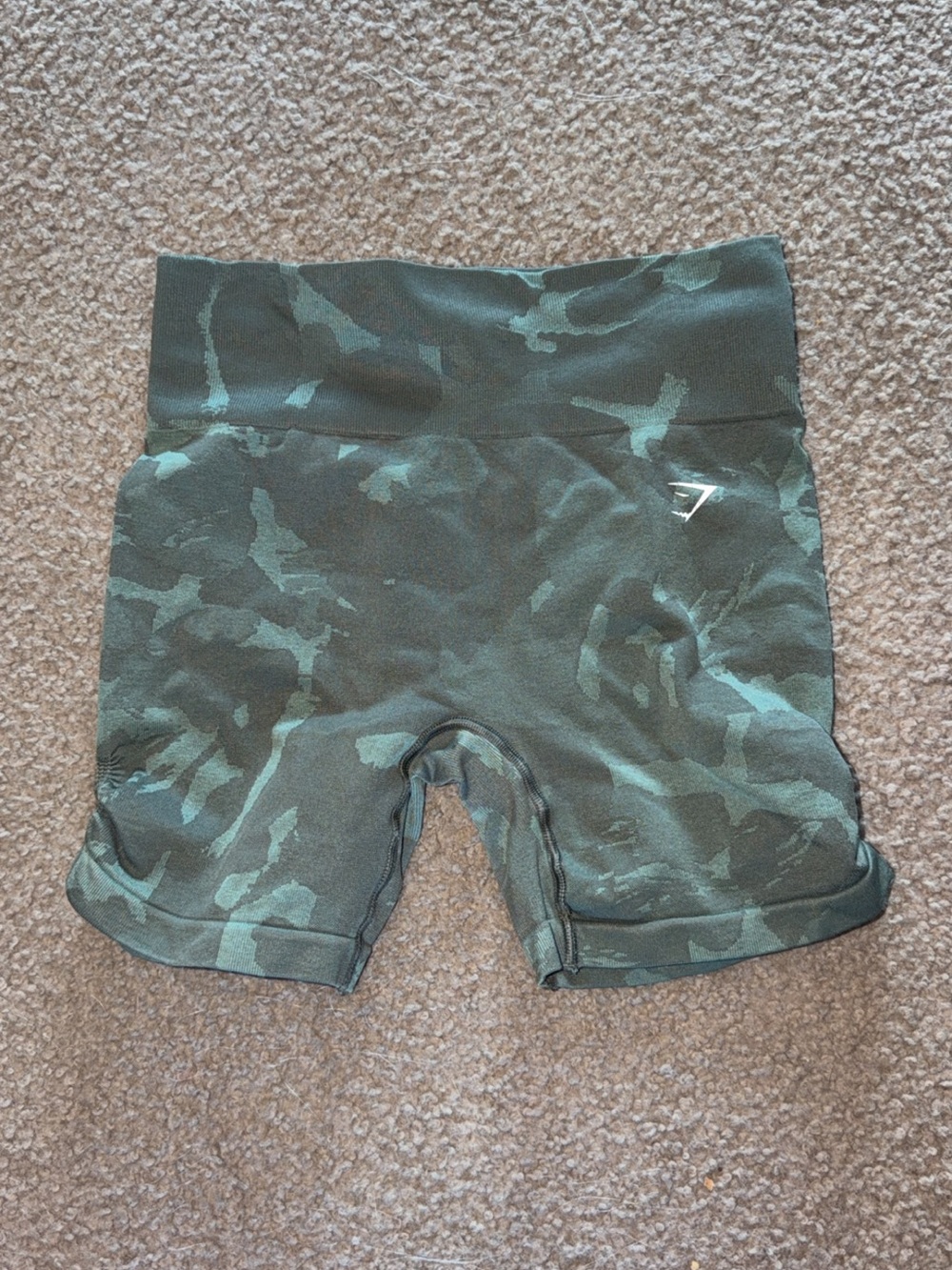 Gymshark Green Camo High-Waist Bike Shorts